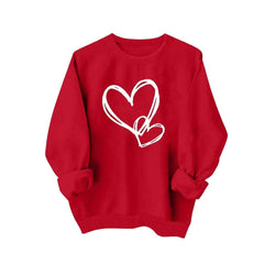Saviig Heart Print Oversized Long Sleeve Sweatshirt Top