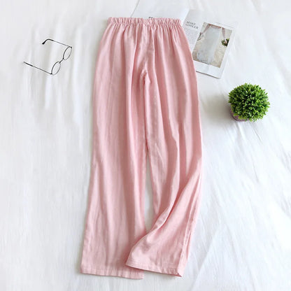 Saviig Cotton Double Gauze Couple Pajama Trousers