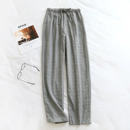 Saviig Cotton Double Gauze Couple Pajama Trousers