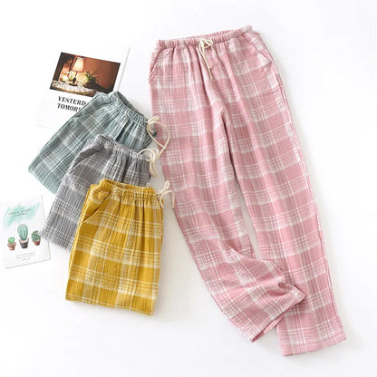 Saviig Double Crepe Couple Pants | Japanese Style Cotton | Large Size Unisex Home Lounge
