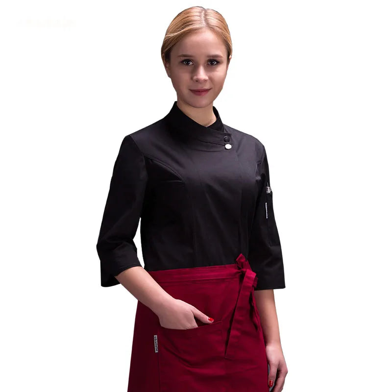 Saviig Women's White Kitchen Jacket - Hotel Restaurant Chef Workwear