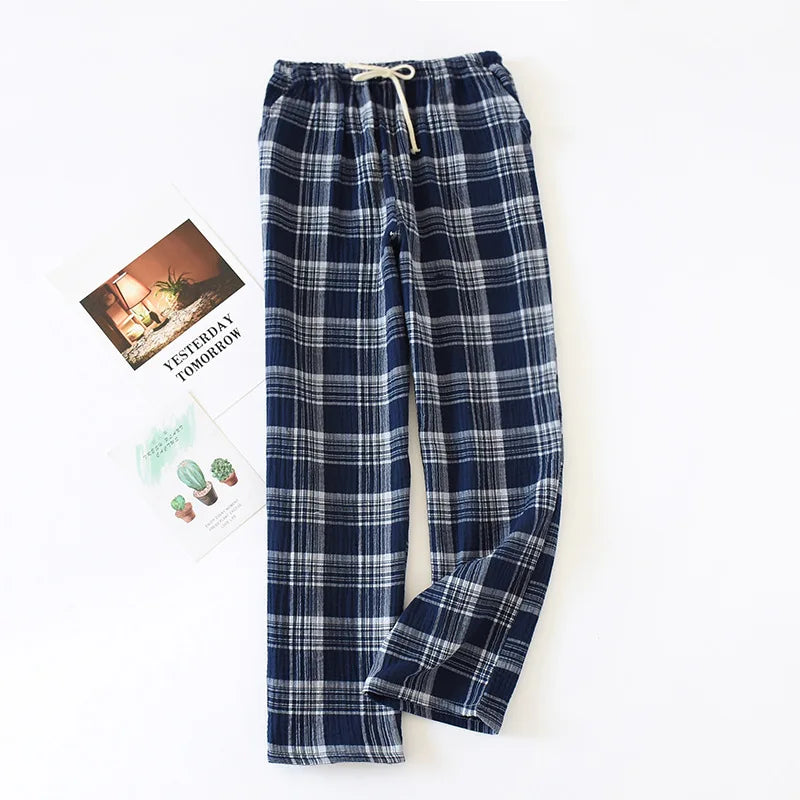Saviig Double Crepe Couple Pants | Japanese Style Cotton | Large Size Unisex Home Lounge