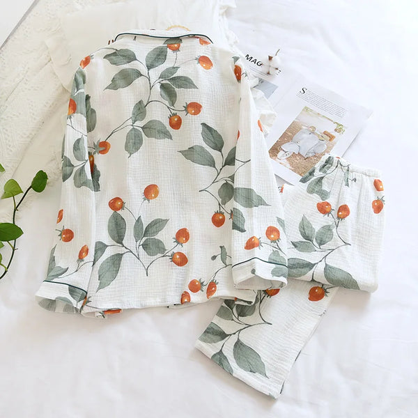 Saviig 100% Cotton Long-Sleeve Pajama Set for Women, Comfortable & Stylish Sleepwear