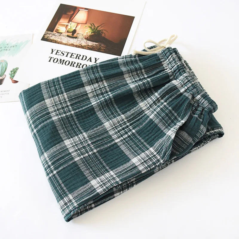 Saviig Double Crepe Couple Pants | Japanese Style Cotton | Large Size Unisex Home Lounge