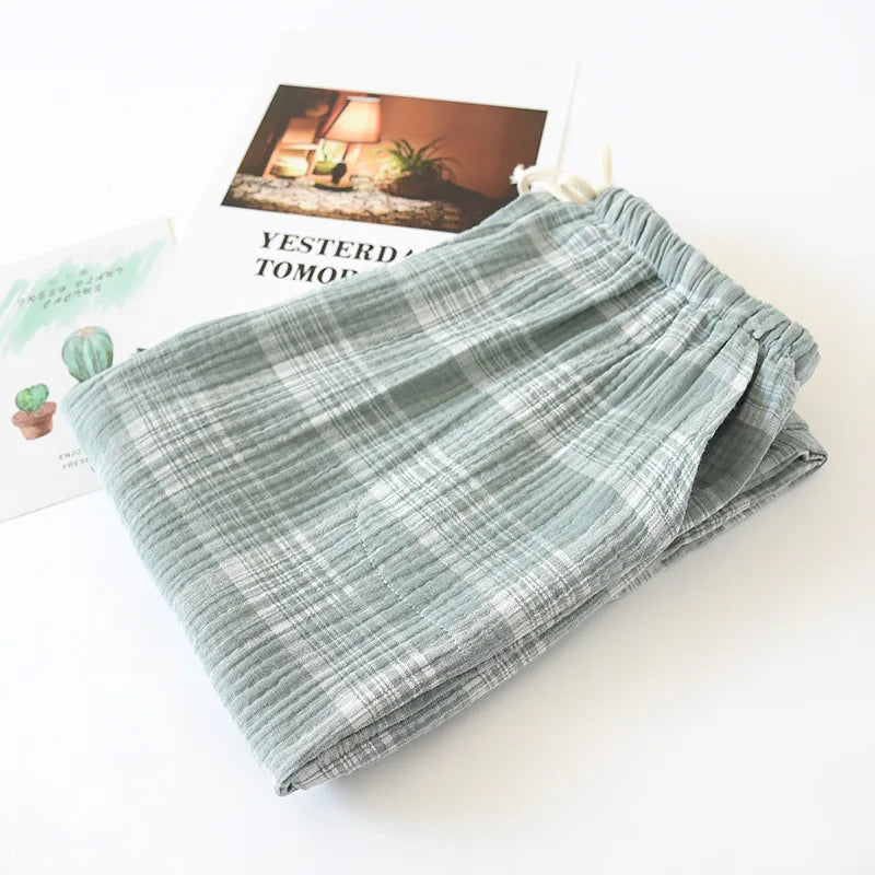 Saviig Double Crepe Couple Pants | Japanese Style Cotton | Large Size Unisex Home Lounge