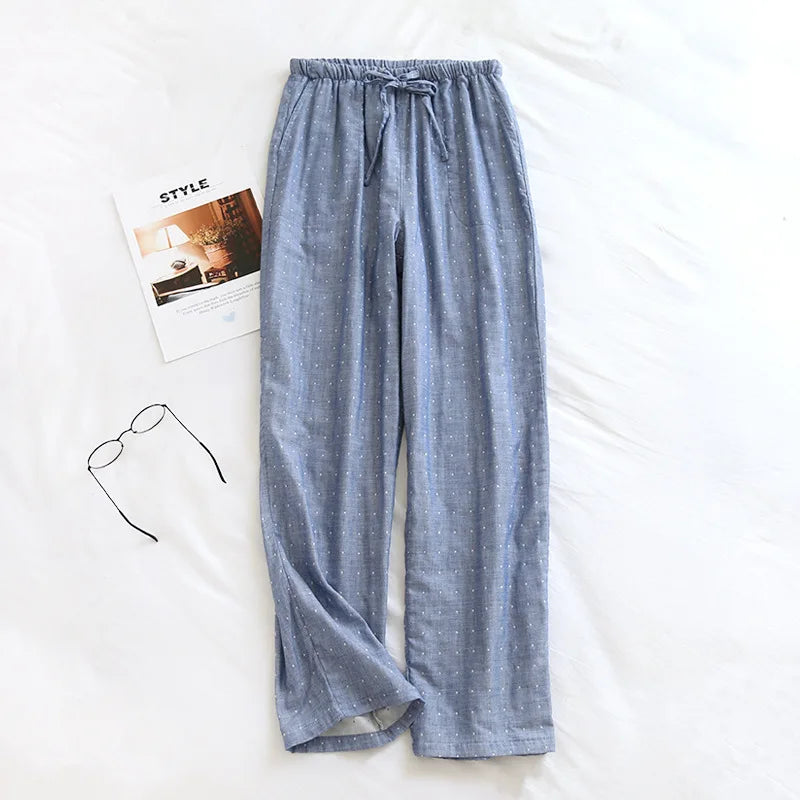 Saviig Cotton Double Gauze Couple Pajama Trousers