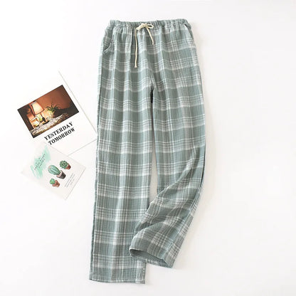 Saviig Double Crepe Couple Pants | Japanese Style Cotton | Large Size Unisex Home Lounge
