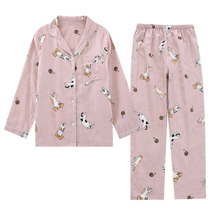 Saviig Cotton Gauze Pajama Set for Couples, All Seasons Comfort