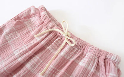 Saviig Double Crepe Couple Pants | Japanese Style Cotton | Large Size Unisex Home Lounge