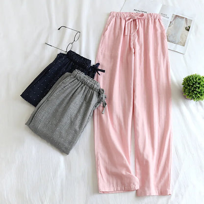 Saviig Cotton Double Gauze Couple Pajama Trousers
