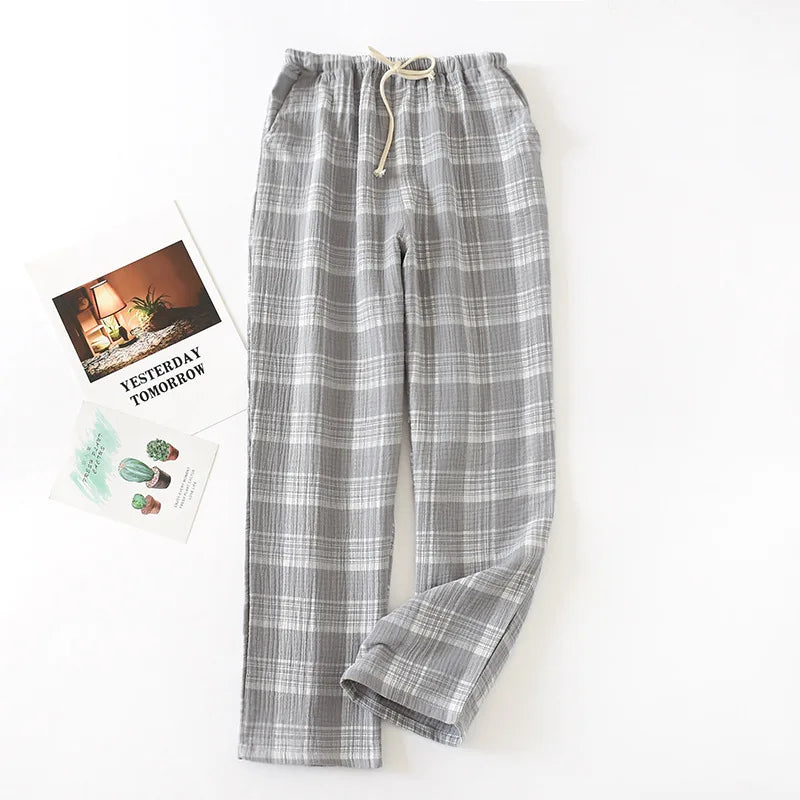 Saviig Double Crepe Couple Pants | Japanese Style Cotton | Large Size Unisex Home Lounge