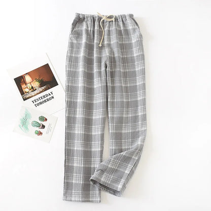 Saviig Double Crepe Couple Pants | Japanese Style Cotton | Large Size Unisex Home Lounge