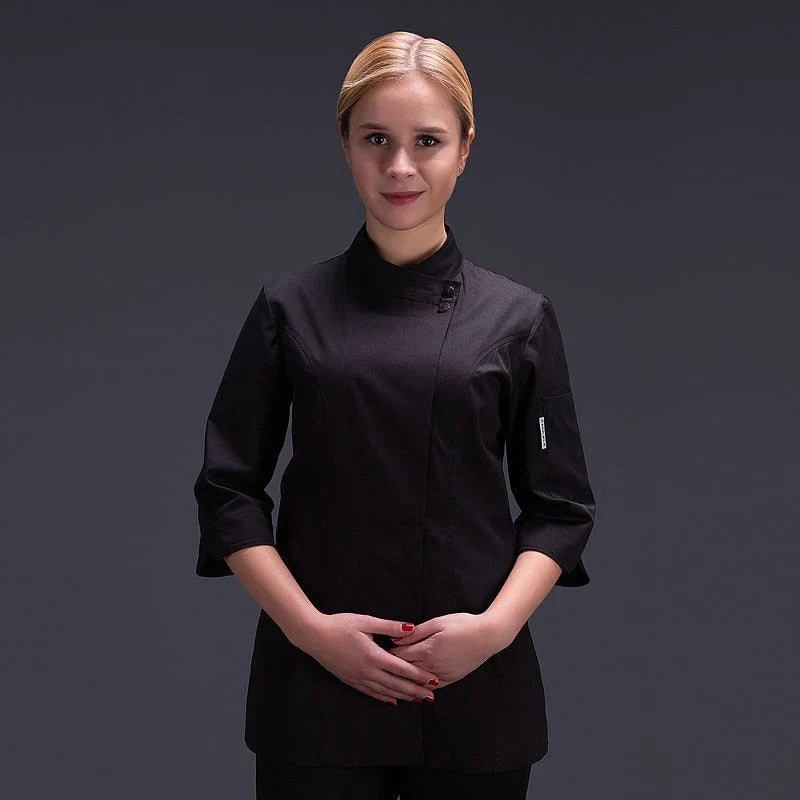 Saviig Women's White Kitchen Jacket - Hotel Restaurant Chef Workwear