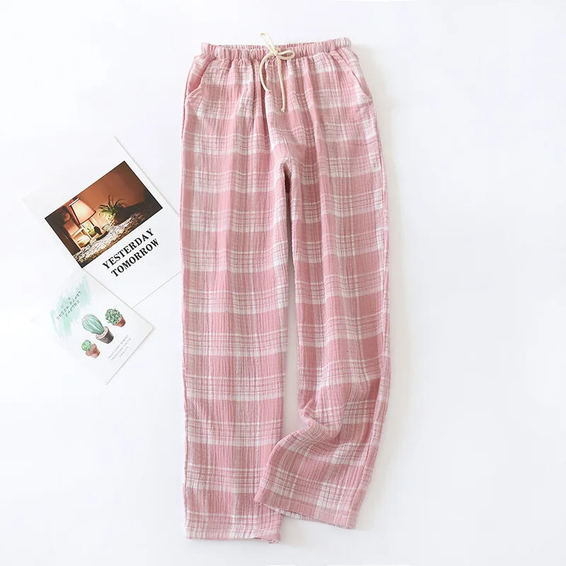 Saviig Double Crepe Couple Pants | Japanese Style Cotton | Large Size Unisex Home Lounge