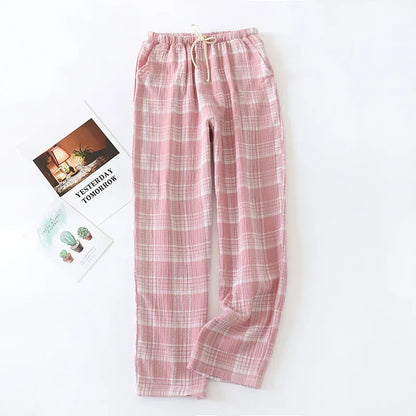 Saviig Double Crepe Couple Pants | Japanese Style Cotton | Large Size Unisex Home Lounge
