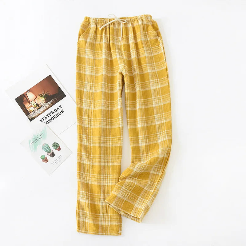 Saviig Double Crepe Couple Pants | Japanese Style Cotton | Large Size Unisex Home Lounge
