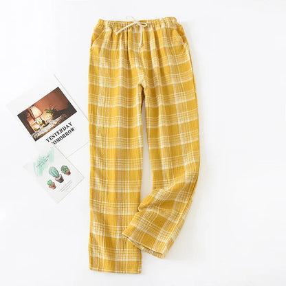 Saviig Double Crepe Couple Pants | Japanese Style Cotton | Large Size Unisex Home Lounge