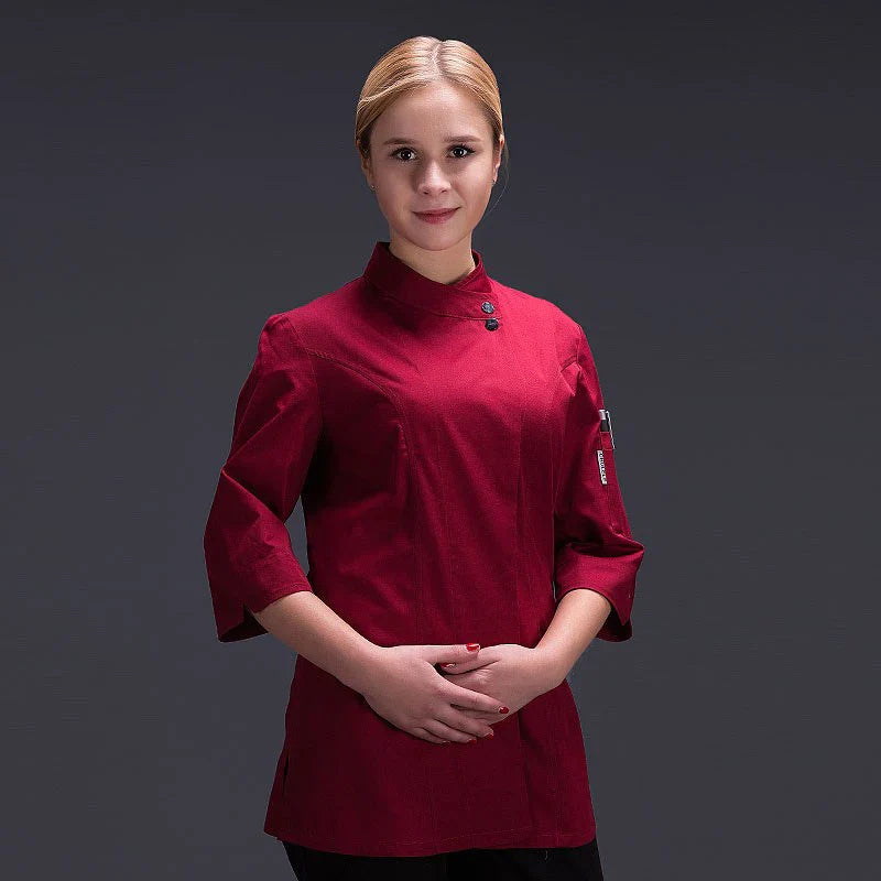 Saviig Women's White Kitchen Jacket - Hotel Restaurant Chef Workwear
