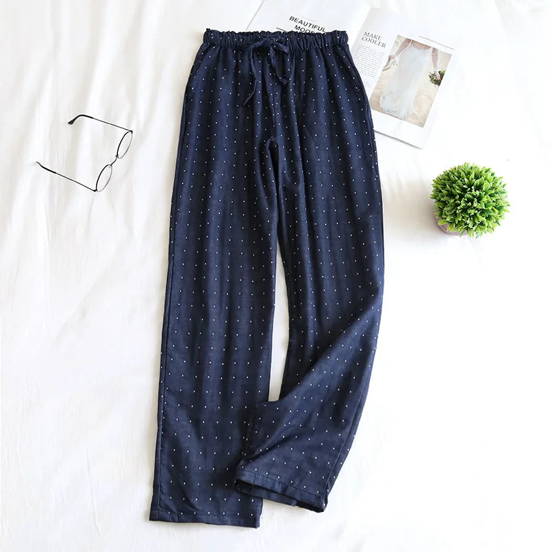 Saviig Cotton Double Gauze Couple Pajama Trousers