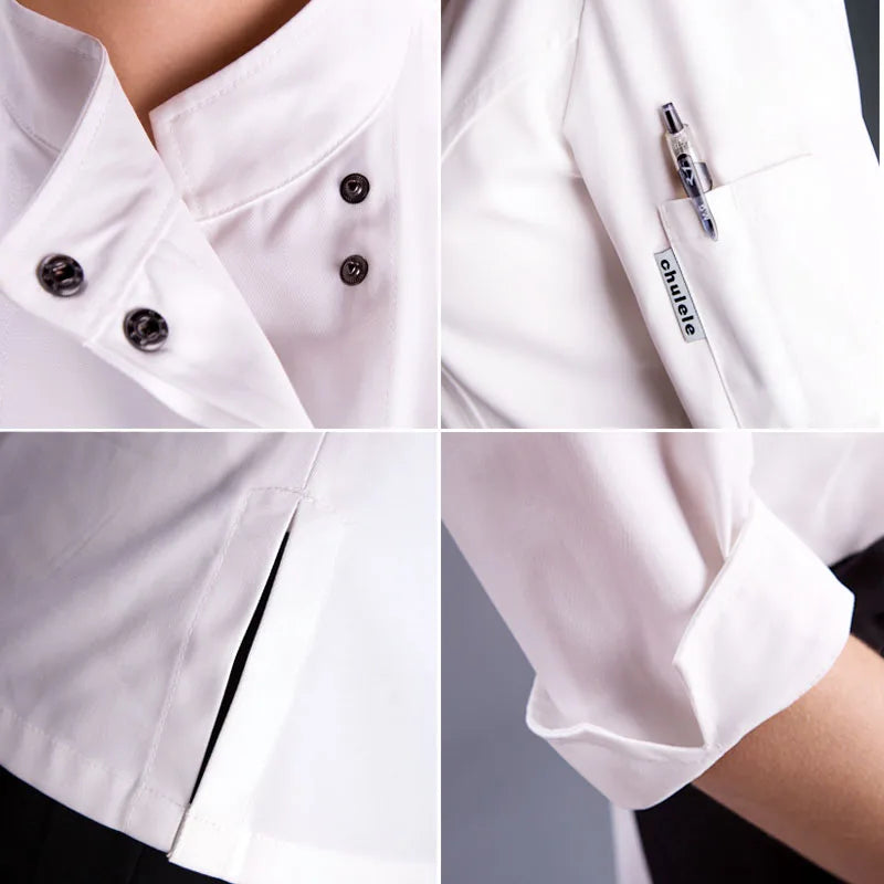 Saviig Women's White Kitchen Jacket - Hotel Restaurant Chef Workwear