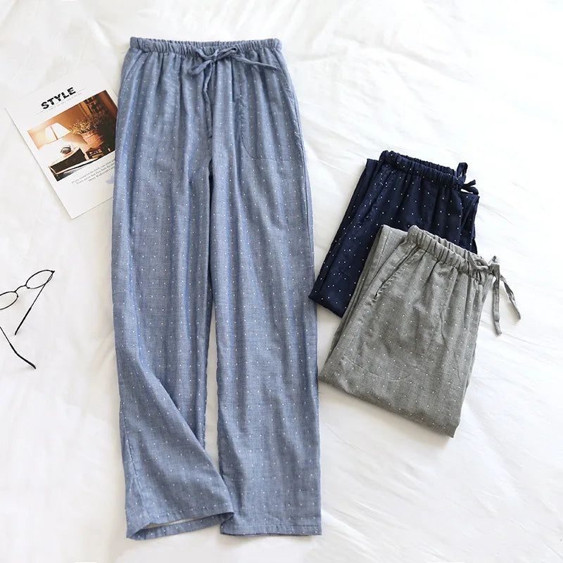 Saviig Cotton Double Gauze Couple Pajama Trousers