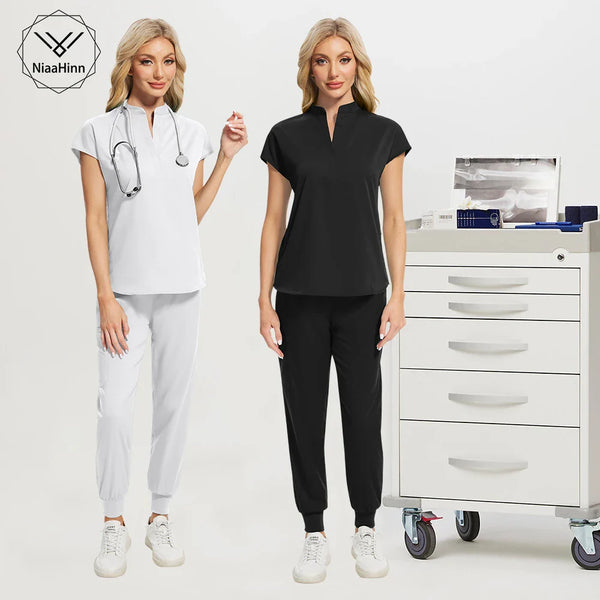 Saviig High Quality Scrubs Set: Women's Medical Jogging Pants & Top - 16 Colors