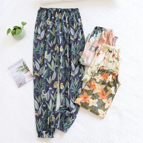 Saviig Floral Viscose Pajama Pants: Comfortable Loose Fit Home Trousers