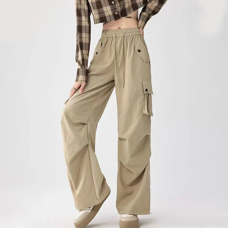 Saviig Cargo Pants Women 2025 | Trendy Elastic Waist Wide Leg Sporty Hiking Pants