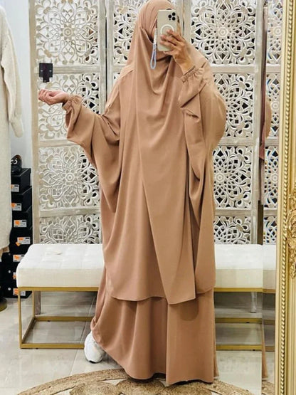 Saviig Ramadan Khimar Set: Long Abaya & Skirt for Muslim Women