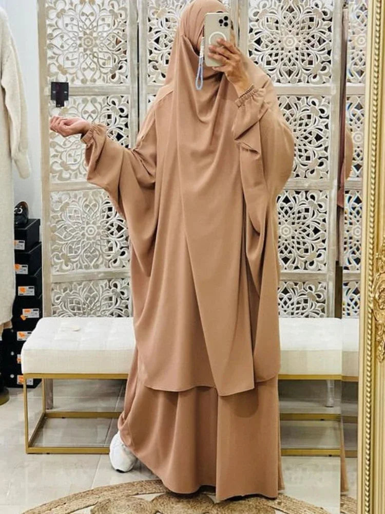 Saviig Ramadan Khimar Set: Long Abaya & Skirt for Muslim Women