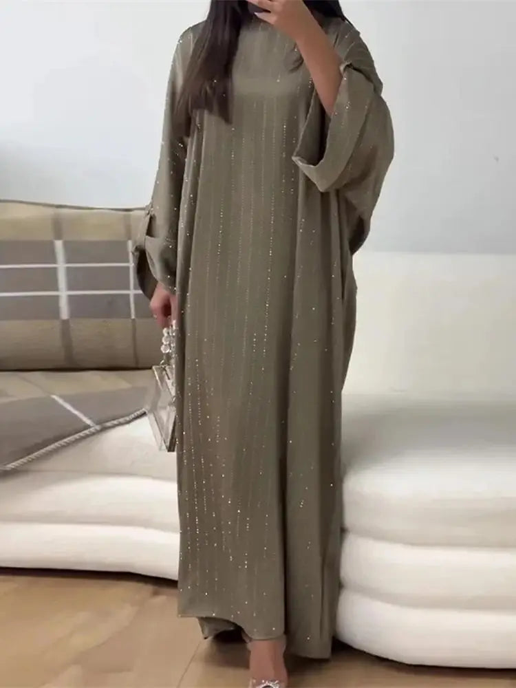 Saviig Ramadan Eid Shimmer Abaya Kaftan Modest Dress | Muslim Women's Prayer Robe