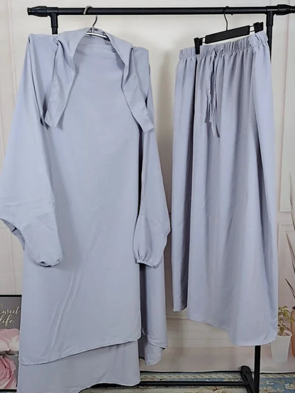 Saviig Ramadan Khimar Set: Long Abaya & Skirt for Muslim Women