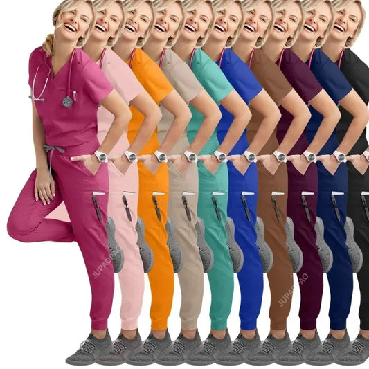 Saviig Multicolour Jogger Scrubs Set with Pocket Pants