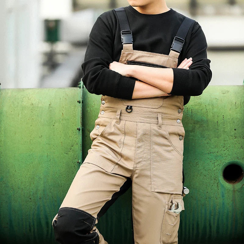 Saviig Cotton Khaki Work Jacket & Trousers: Multi-pocket, Wear-Resistant, Men's Workwear