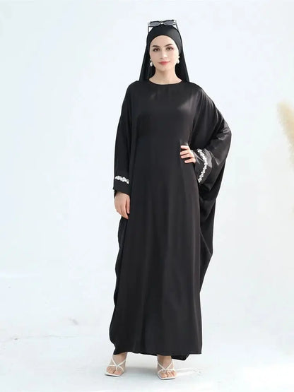 Saviig Ramadan Eid Satin Modest Abaya Dubai Maxi Kaftan for Women