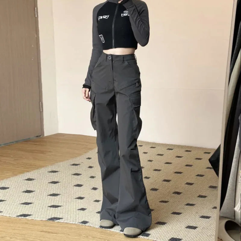 Saviig Summer Cargo Pants - High Waist Wide Leg Streetwear Trousers