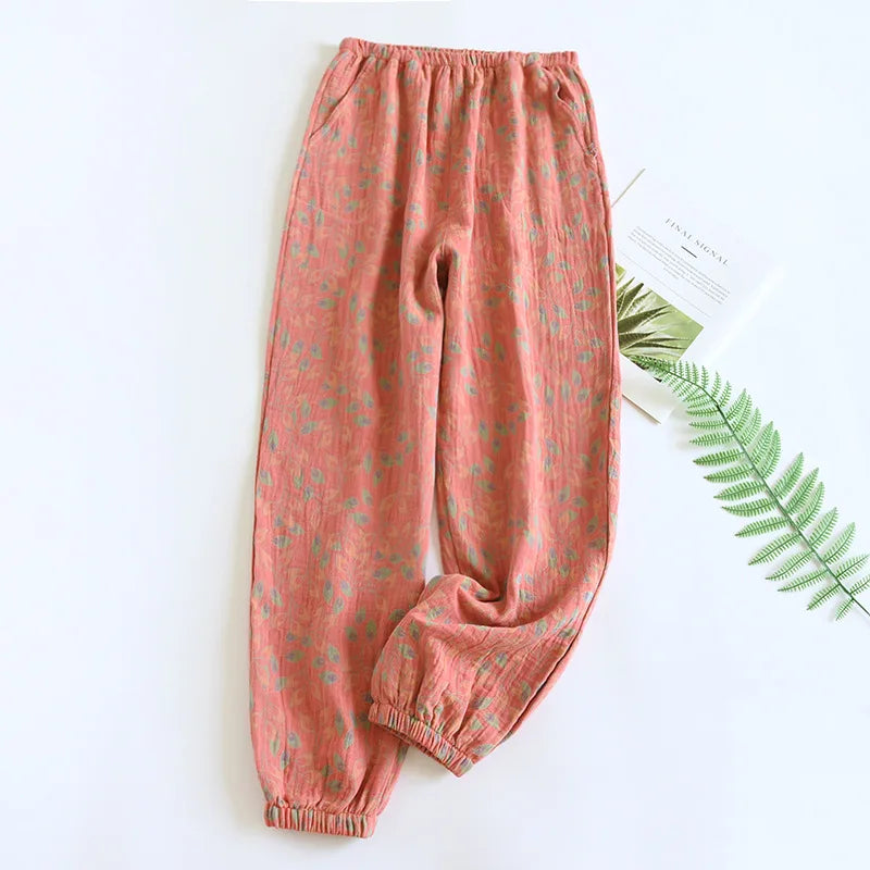 Saviig Cotton Jacquard Flower Print Sleep Pants