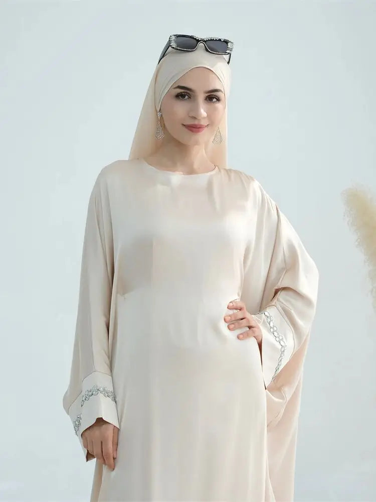 Saviig Ramadan Eid Satin Modest Abaya Dubai Maxi Kaftan for Women