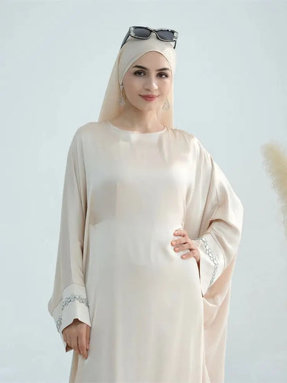 Saviig Ramadan Eid Satin Modest Abaya Dubai Maxi Kaftan for Women