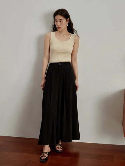 Saviig Hide Meat Wide Leg Pants: Summer High Waist Slim Fit Skirt, Leisure & Stylish