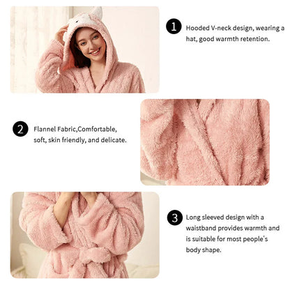Saviig Flannel Bathrobe: Cozy Long Sleeve Nightwear for Autumn/Winter