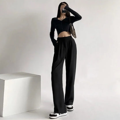 Saviig Wide Leg Casual Suit Pants for Women