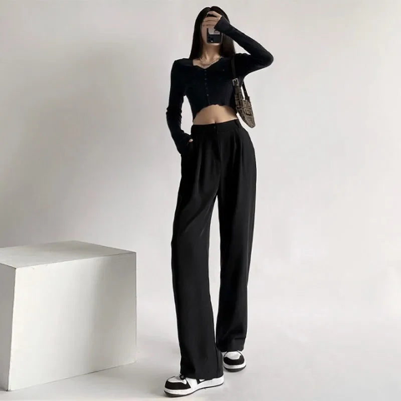 Saviig Wide Leg Casual Suit Pants for Women