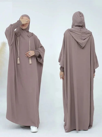 Saviig Ramadan Hoodie Kebaya Khimar Abaya Modest Dress Robe for Muslim Women