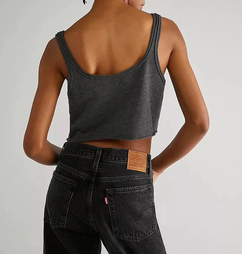 Saviig Backless Cotton Crop Top for Women - Summer 2025 Fashion