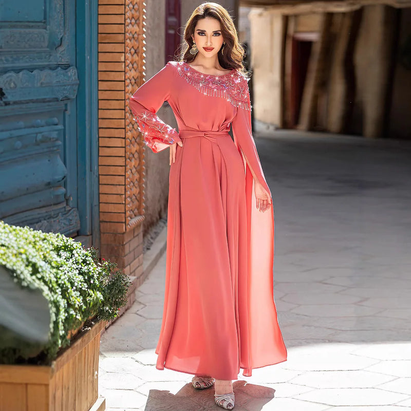 Saviig Eid Diamonds Abaya Dubai Kaftan Maxi Dress for Women