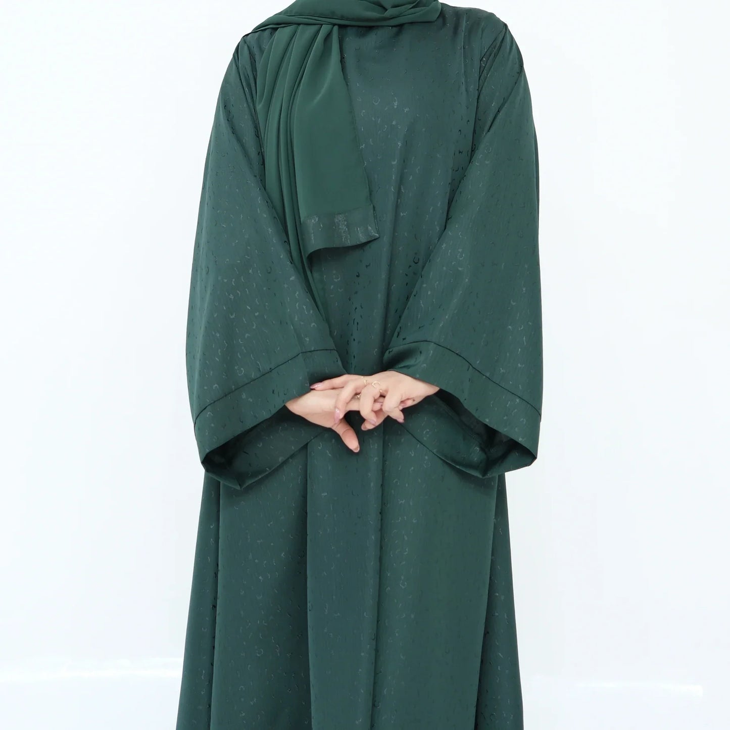 Saviig 3D Jacquard Muslim Abaya Dress for Women, O Neck Wide Sleeves