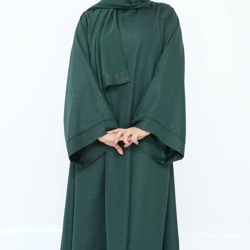 Saviig 3D Jacquard Muslim Abaya Dress for Women, O Neck Wide Sleeves