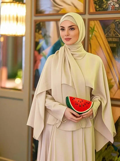 Saviig Dubai 2-Piece Abaya Set for Women, Modest Muslim Prayer Shawl Dress