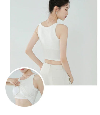Saviig Modal Bra Top: Chest Pad Vest Camisole Crop for Women